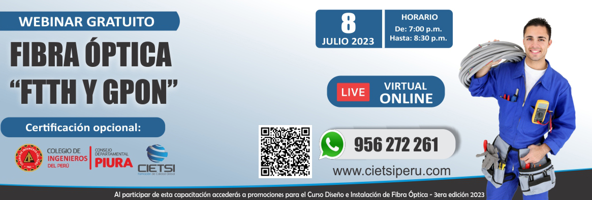 WEBINAR GRATUITO FIBRA ÓPTICA FTTH Y GPON 2023